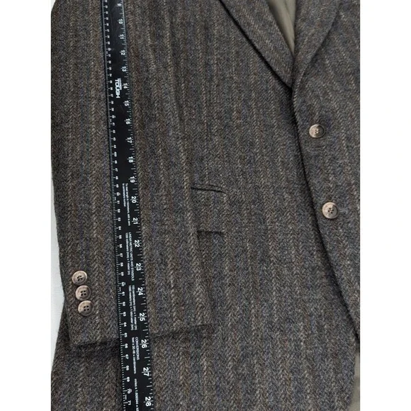 Haggar‎ Tweed Wool Blazer Suit Jacket Brown Double Striped Wool40L 42 Chest